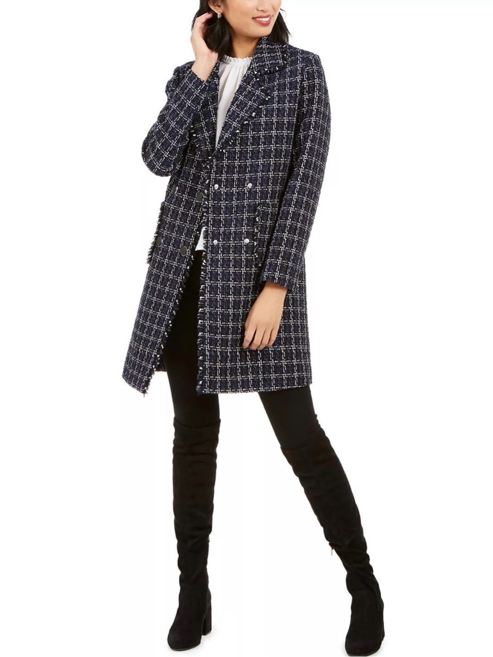 Marc New York Tweed Long Pea Coat